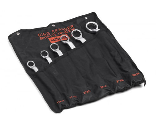 Набор ключей накидных двусторонних 6 шт. (17-36) хром. HORTZ