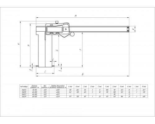 Штангенциркуль для внутренних канавок ШЦЦСК-4-150 0,01 (50-150) электронный губки 90мм SHAN