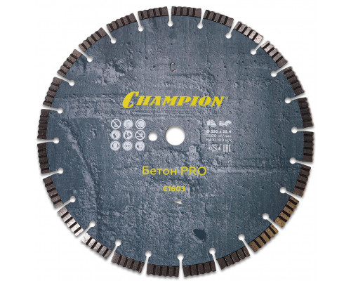 Диск алмазный CHAMPION бетон PRO 350/25,4/12 Concrete Crunch (железобетон, старый бетон) (C1603)