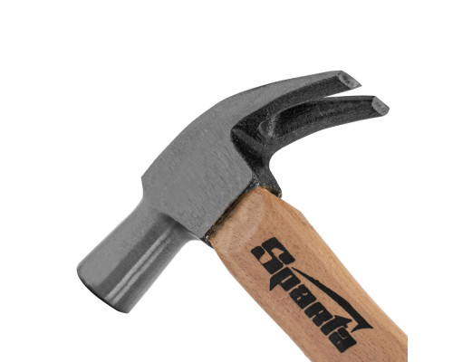 Молоток-гвоздодер, 225 г, боек 22 мм, деревянная рукоятка Sparta