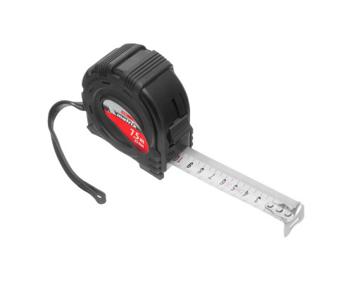 Рулетка Black,7,5 м х 25 мм,обрезиненный корпус Matrix