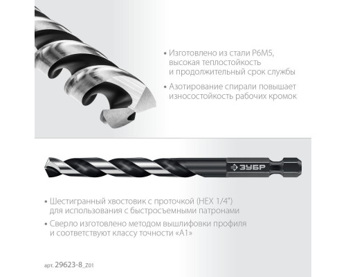 Сверло по металлу НЕХ-1/4