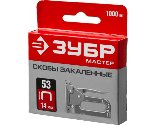 Скобы 14 мм, тип 53 (A/10/JT21), калибр 23GA, 1000 шт ЗУБР 31625-14
