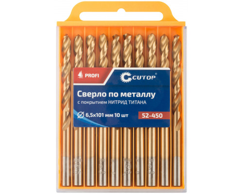 Сверло по металлу Cutop Profi с титановым покрытием, 6,5х101 мм (10 шт) (52-450)