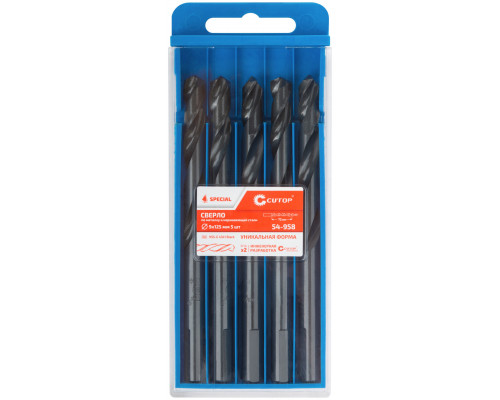Сверло по металлу Cutop Special, HSS-G, 9 х 125/72 мм (5 шт) (54-958)