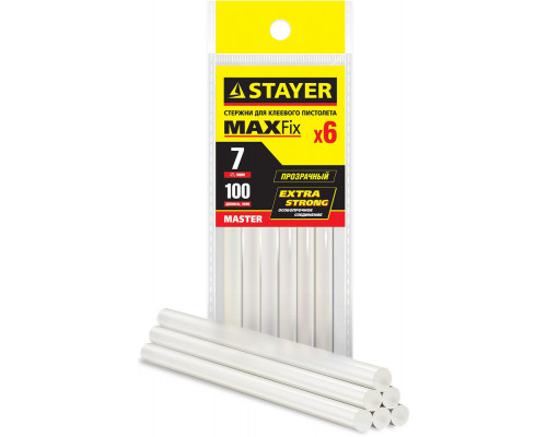 Стержни клеевые универсальные Cristal, 7 х 100 мм, 6 шт, прозрачные STAYER Professional 2-06817-T-S06