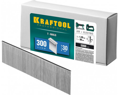 Гвозди тип 300 (47/J/F), 30 мм, калибр 18GA, 5000 шт KRAFTOOL 31785-30