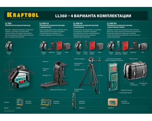 Лазерный нивелир LL360 KRAFTOOL 34645