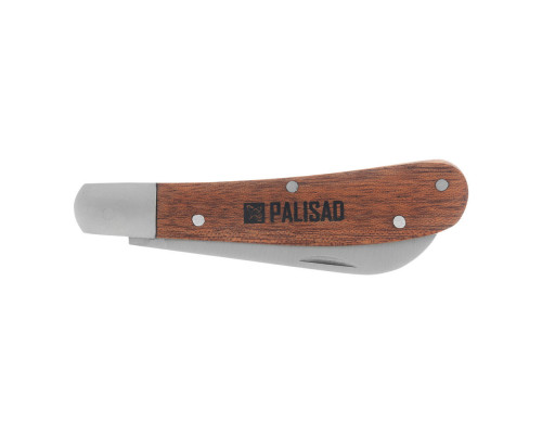 Нож садовый складной, прямое лезвие, 173 мм, деревянная рукоятка Palisad (790038)