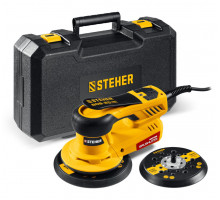 Машина орбитально-шлифовальная бесщеточная d125 / d150 мм, 2.5 мм, 350 Вт, кейс BOS-25 Duo STEHER BOS-25
