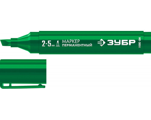 Перманентный маркер клиновидный МП-300К зеленый, 2-5 мм ЗУБР 06323-4