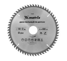 Пильный диск по дереву, 200 х 32 мм, 60 зубьев, кольцо 30/32 Matrix Professional (73264)