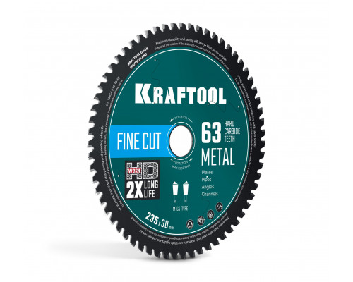 Диск пильный по металлу и стали Metal Cut, 235 х 30 мм, 63Т KRAFTOOL 36954-235-30-63