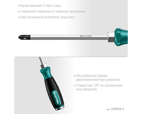 Отвертка ударная PH3 Impact KRAFTOOL 250034-3