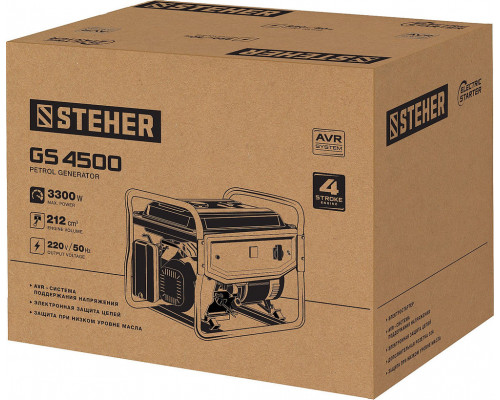 Генератор бензиновый 3300 Вт STEHER GS-4500