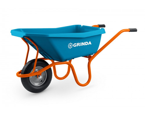 GRINDA GP-21, ударопрочный пластиковый кузов, 110 л, 180 кг, одноколесная, пневматическое колесо, тачка садовая PROLine (422408)