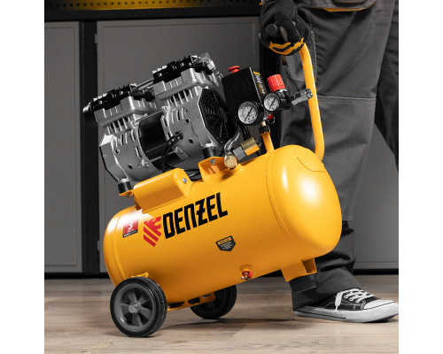 Компрессор DLS950/24 безмаслянный малошумный 950 Вт, 165 л/мин, ресивер 24 л Denzel (58026)