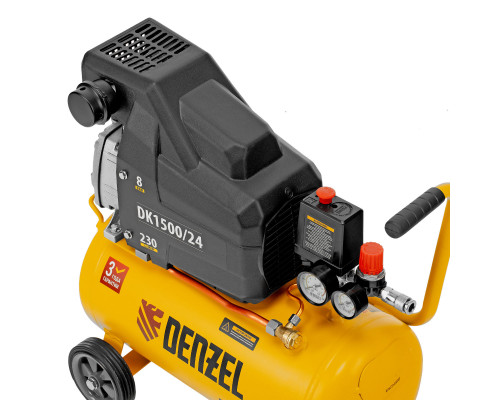 Компрессор воздушный DK1500/24, Х-PRO 1.5 кВт, 230 л/мин, 24 л Denzel (58063)