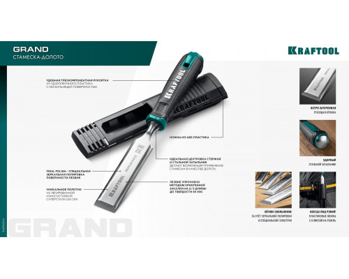 KRAFTOOL GRAND-6 набор стамесок-долот с двухкомпонентной рукояткой, 6 шт (1818-H6)