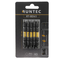 Бита ударная двусторонняя H6.35 65мм PH1/PH1 5шт. RUNTEC RT-IBD65