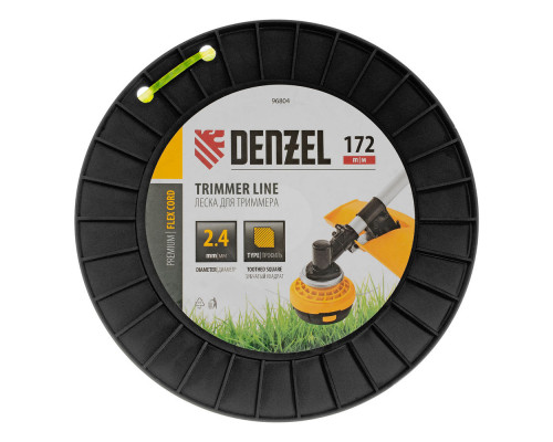 Леска для триммера зубчатый квадрат, 2,4мм х 172м, на DIN катушке FLEX CORD Denzel (96804)