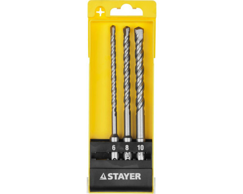 Буры SDS-plus набор 3 шт: 6 x 160, 8 x 160, 10 x 160 мм STAYER 29250-H3