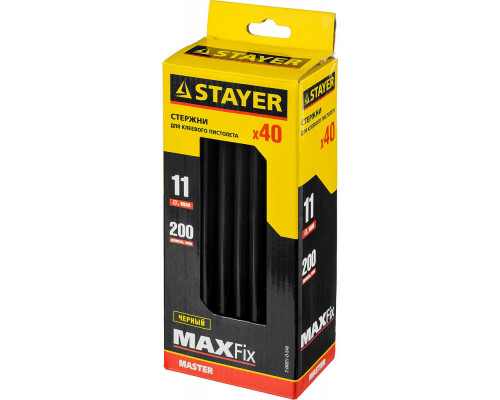 Стержни клеевые Black, чёрные, 11 х 200 мм, 40 шт STAYER Professional 2-06821-D-S40