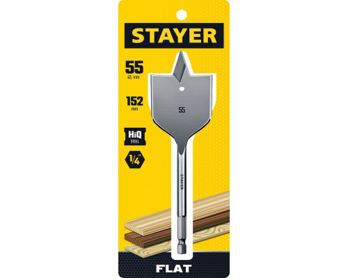 Сверло перовое по дереву Flat, 55 x 152 мм STAYER 2950-55_z01