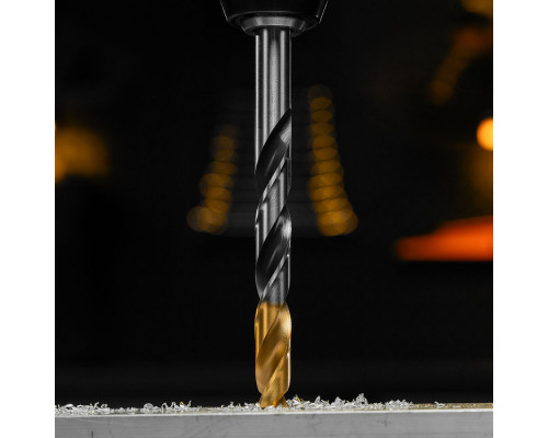 Сверло спиральное по металлу 12 x 151мм, Р6М5, Golden Tip, многогранная заточка Denzel (718287)