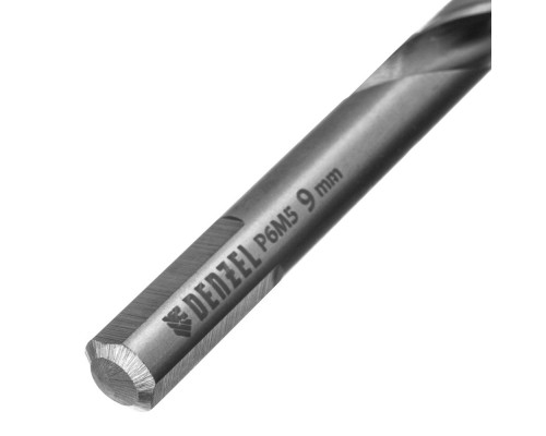 Сверло спиральное по металлу 9 x 125 мм, Р6М5, Golden Tip Denzel (718241)