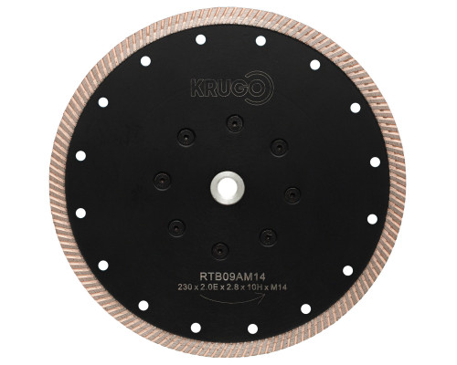 Диск алмазный Турбо с фланцем по граниту 230 x 2,0Е x 2,8 x 10Н x М14 KRUGO (RTB09AM14)