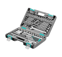 Набор инструментов, 1/2, 1/4, CrV, пластиковый кейс 82 предмета Stels