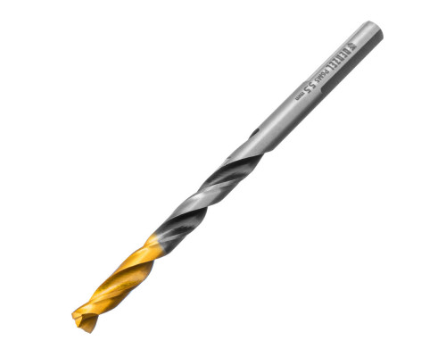 Сверло спиральное по металлу 5,5 x 93мм, Р6М5, Golden Tip, многогранная заточка Denzel (718277)