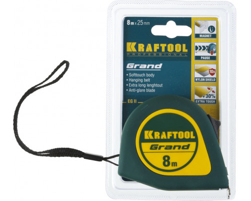 Рулетка 8 м х 25 мм Grand KRAFTOOL 34022-08-25
