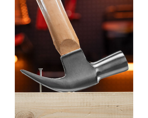 Молоток-гвоздодер, 450 г, боек 27 мм, деревянная рукоятка Sparta