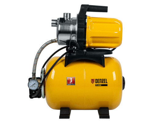 Насосная станция PS800X, 800 Вт, 3200 л/ч, ресивер 24 л, подъем 38 м, нержавейка Denzel (97210)