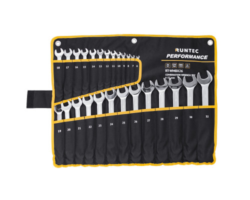 RUNTEC RT-WMBX26 Набор ключей комбинированных RUNTEC CrV 6-32 мм в сумке, 26 предметов (RT-WMBX26)