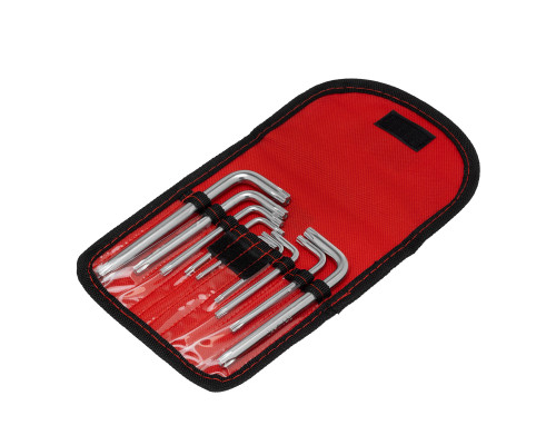 Набор ключей имбусовых Torx -Torx Tamper: 9 шт, T10-T50, CrV, коротких, с сатиновым покрытием, чехол Matrix (12312)
