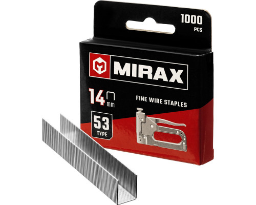 MIRAX скобы тип 53 (A/10/JT21), 14 мм, калибр 23GA. 1000 шт (3153-14)
