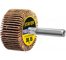 Круг шлифовальный лепестковый d 30 x 15 мм, P180, на шпильке d 6 мм STAYER 36606-180