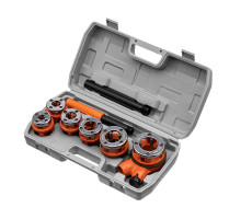 Набор клуппов 1/4-3/8-1/2-3/4-1-1.25, плашкодержатель с трещоткой, 9 предметов Sparta