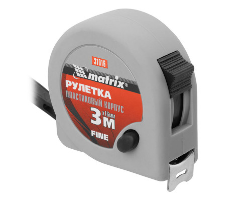 Рулетка Fine,3 м х 16 мм,пластиковый корпус Matrix