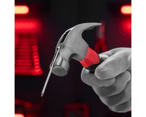 Молоток-гвоздодер мини, боек с магнитом, фибергласовая двухкомпонентная рукоятка, 250 г Matrix