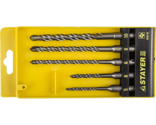 Буры SDS-plus набор 5 шт: 5/6x110, 6/8/10х160 мм STAYER Professional 2930-H5