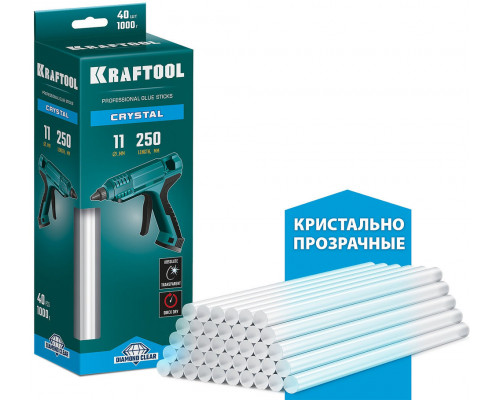Клеевые стержни 11?250 мм Cristal кристально прозрачные 40 шт KRAFTOOL 06846-40