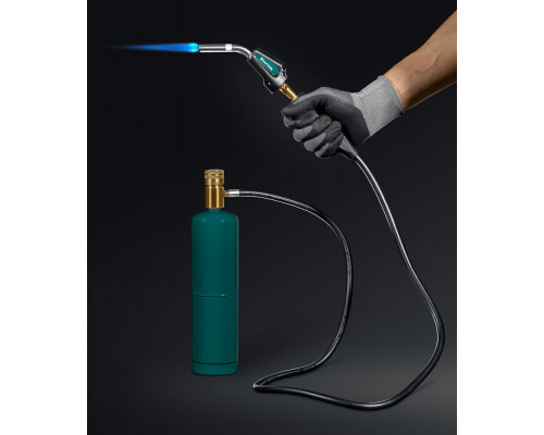 Газовая горелка Blue Fire KS-8000, со шлангом 1.4 м, с пьезоподжигом на баллон, турбо нагрев + 30%, 2000°C KRAFTOOL 55512