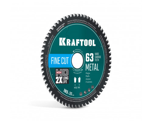 Диск пильный по металлу и стали Metal Cut, 185 х 30 мм, 63Т KRAFTOOL 36954-185-30-63