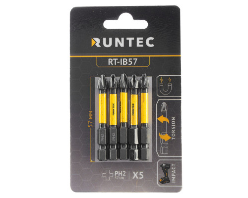 Бита ударная H6.35 57мм PH2 5шт. RUNTEC RT-IB57