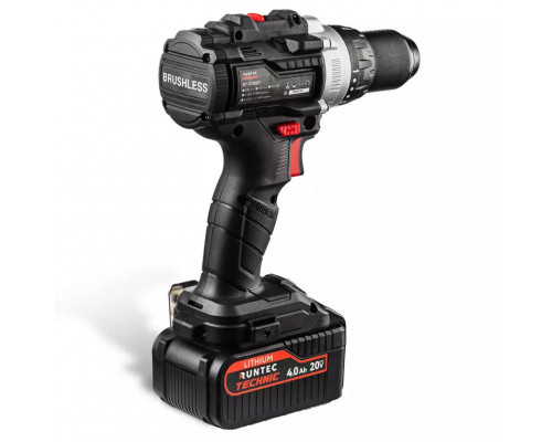Дрель-шуруповерт ударная аккумуляторная RUNTEC TECHNIC 13 мм 20В 2*4Ач 100Нм RUNTEC RT-ID100T