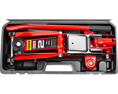 Домкрат подкатной в кейсе 2 т, 130 - 350 мм для легковых а/м R-28 RED FORCE Professional STAYER 43153-2-K